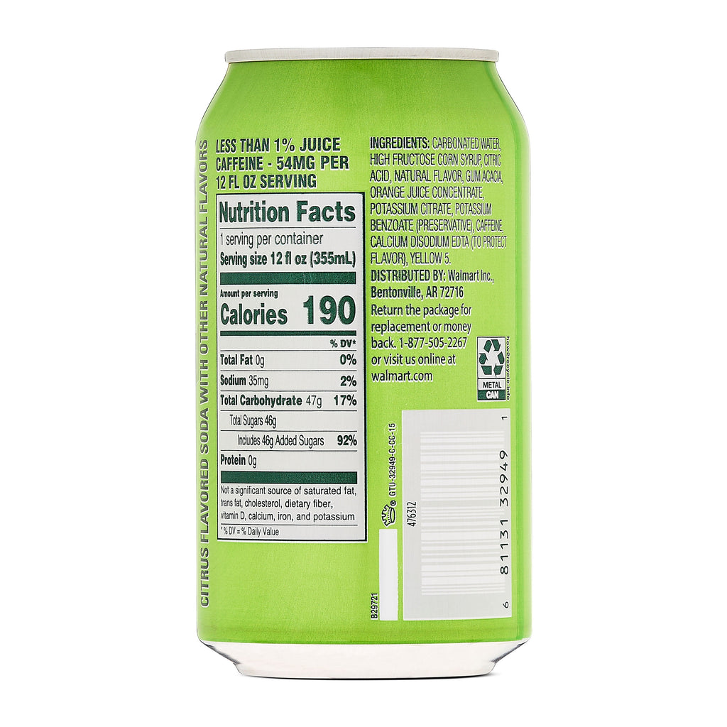 Great Value Mountain Lightning Citrus Flavored Soda, 12 fl oz, 24 Count