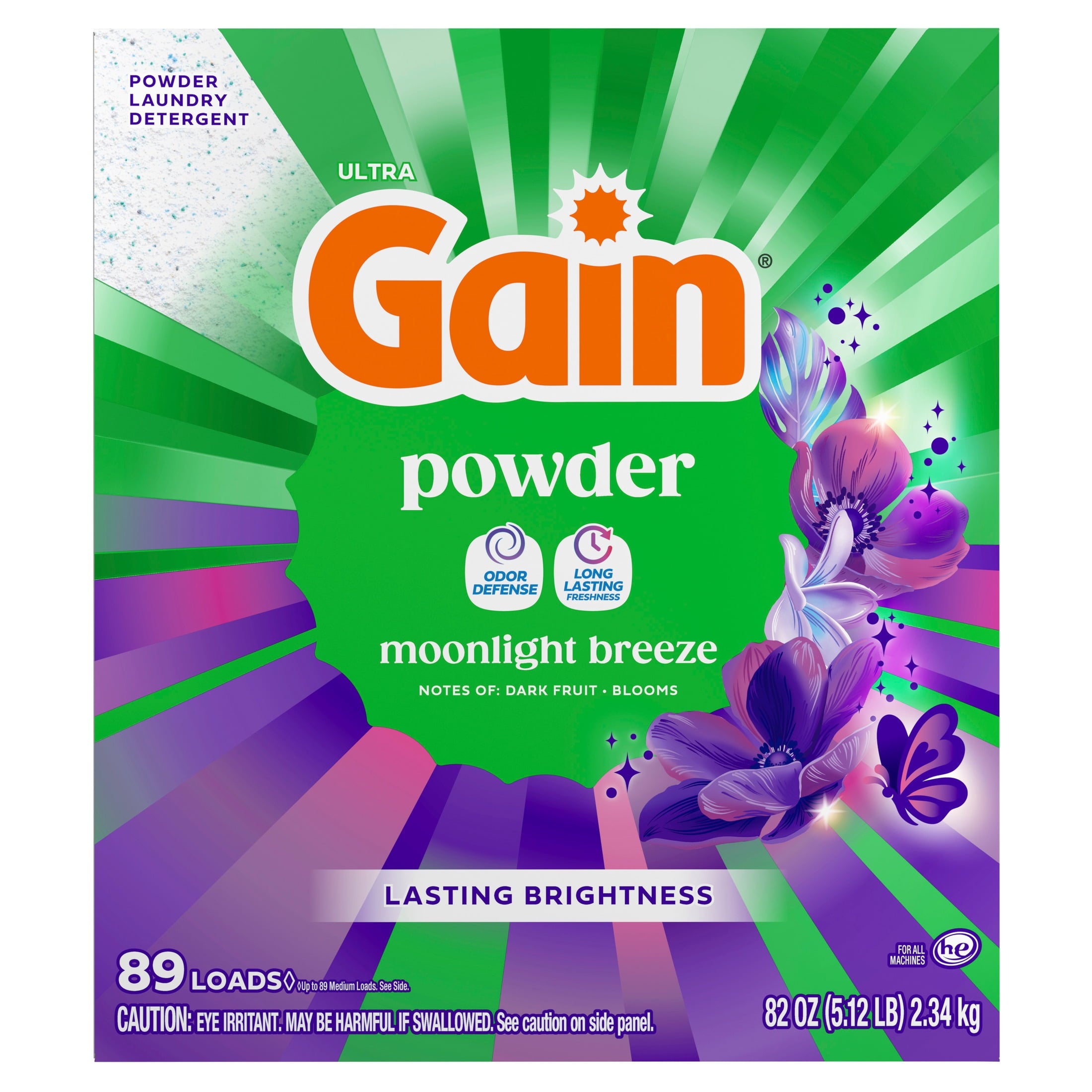 Gain Powder Laundry Detergent, Moonlight Breeze Scent, 82 oz, 89 Loads