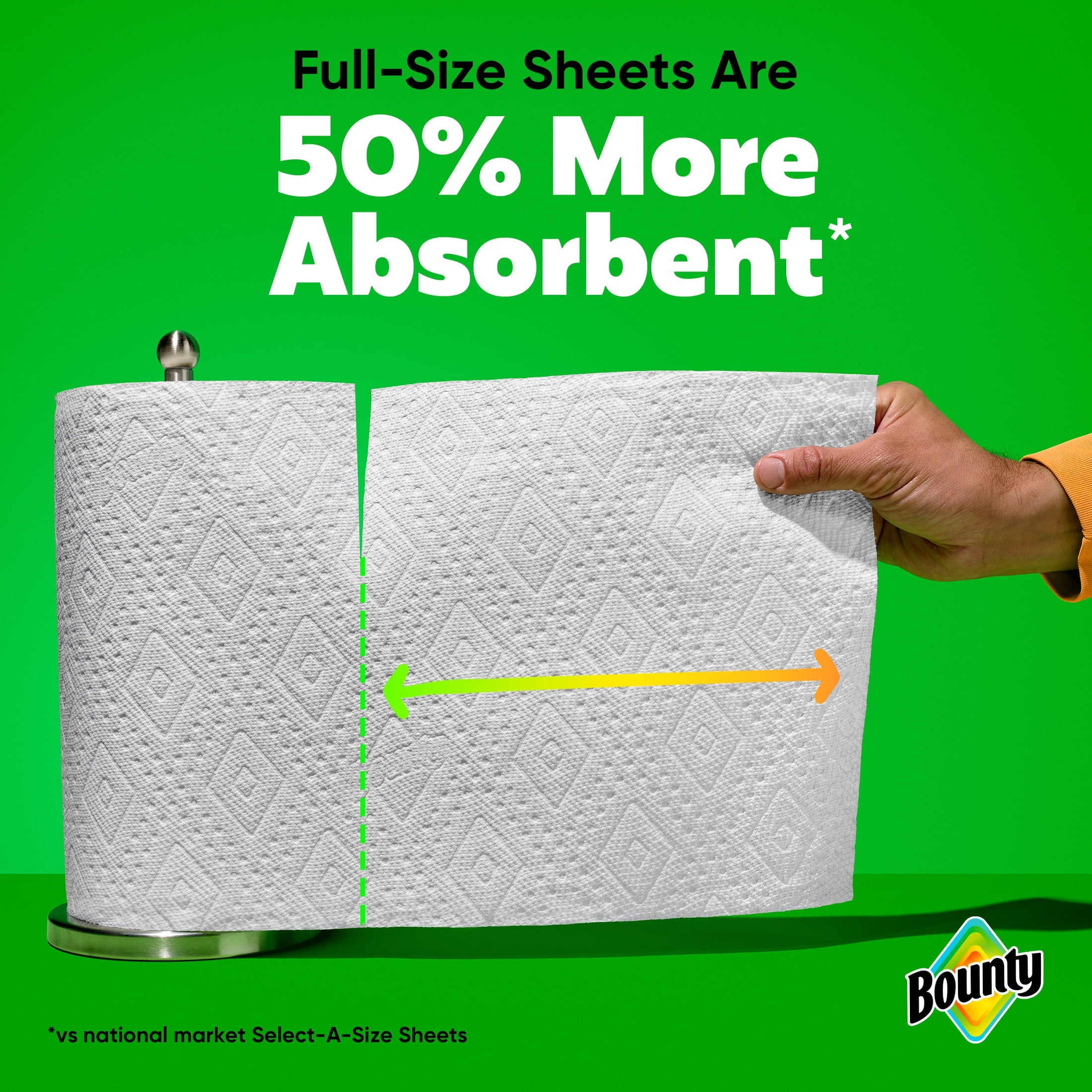 Bounty Paper Towels Full Sheet White, 6 Triple Rolls, 75 Sheets per Roll