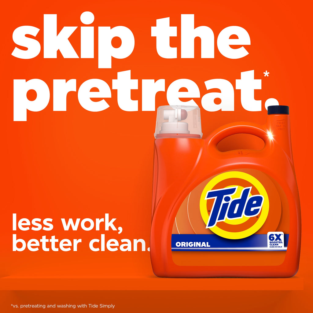 Tide Laundry Detergent Liquid with 6X Boosted Cleaning Power, Original Scent, 125 fl oz, 100 Loads
