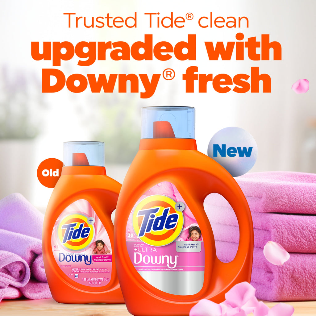 Tide Plus a Boost of Ultra Downy Liquid Laundry Detergent, April Fresh Scent, 55 fl oz, 39 Loads