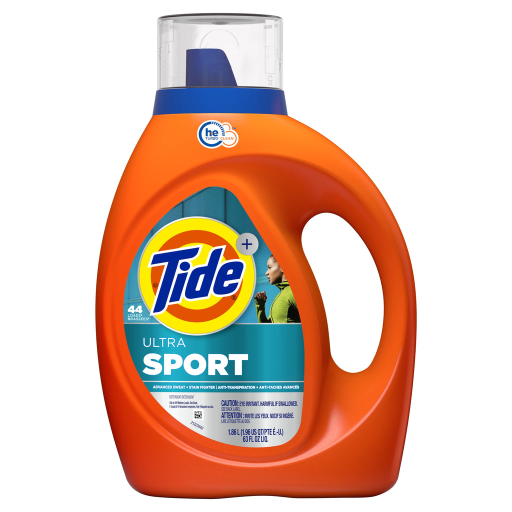 Tide Ultra Sport Liquid Laundry Detergent, Advanced Sweat + Stain Fighter, 63 fl oz, 44 Loads