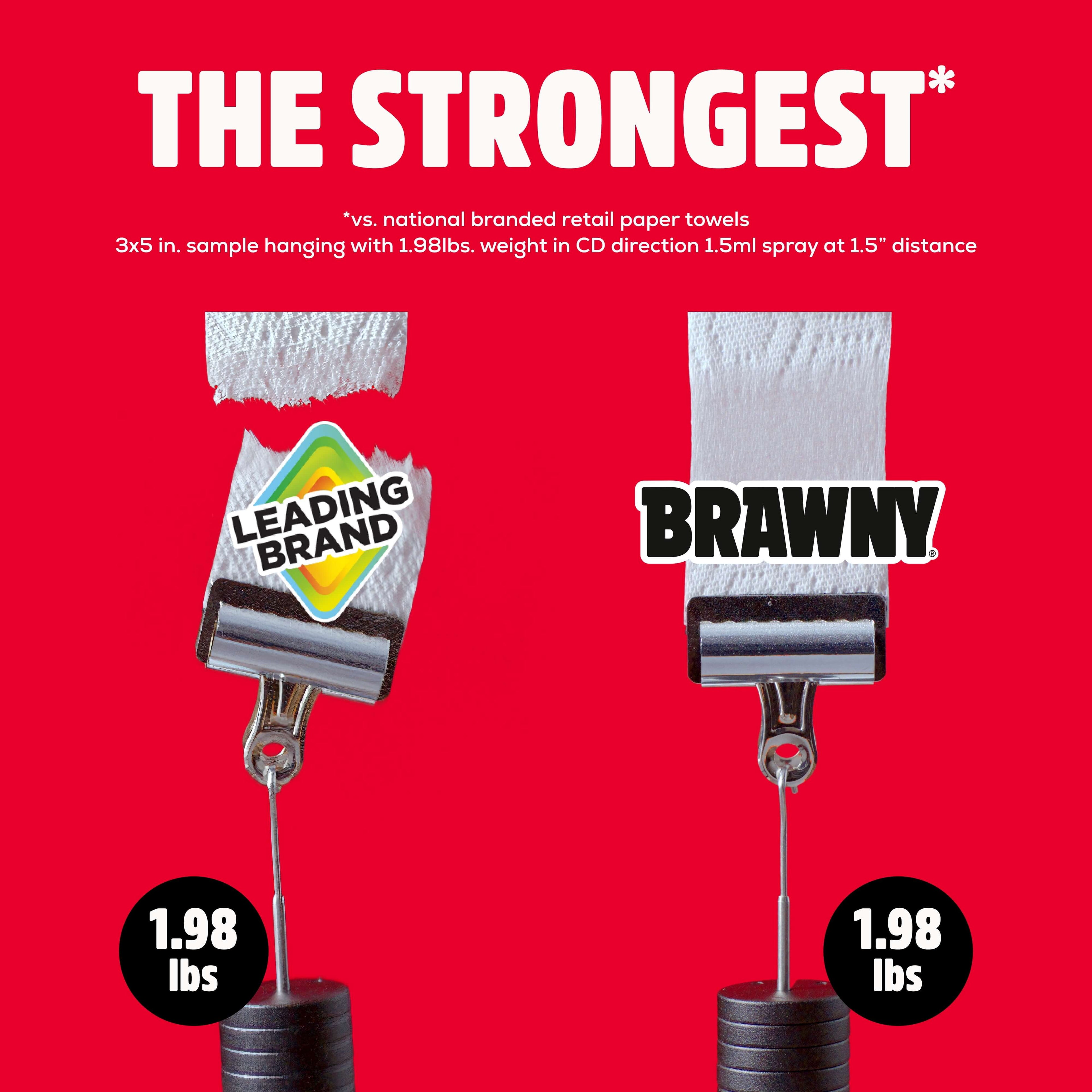 Brawny Tear-A-Square 3-Ply Paper Towels, 2 Triple Rolls, 114 Sheets per Roll