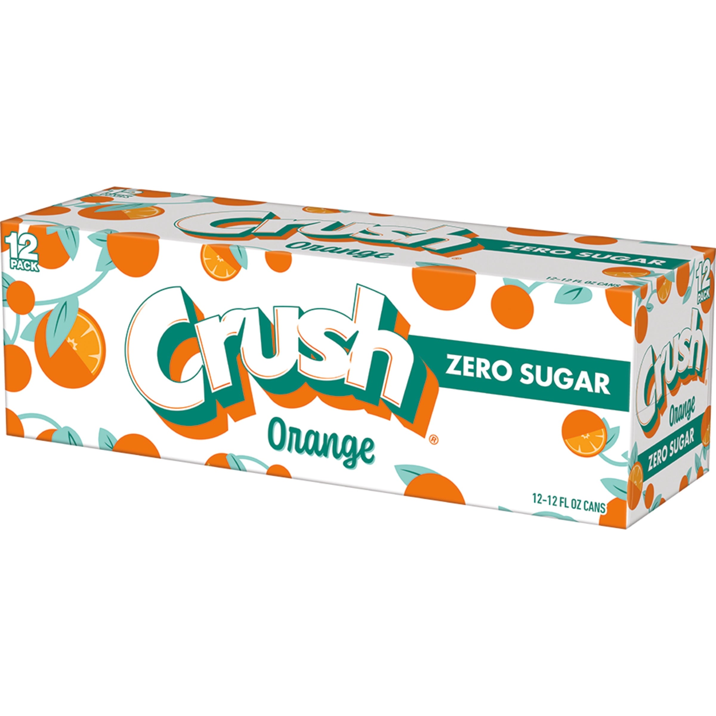 Crush Caffeine Free Zero Sugar Orange Soda Pop, 12 fl oz, 12 Pack Cans