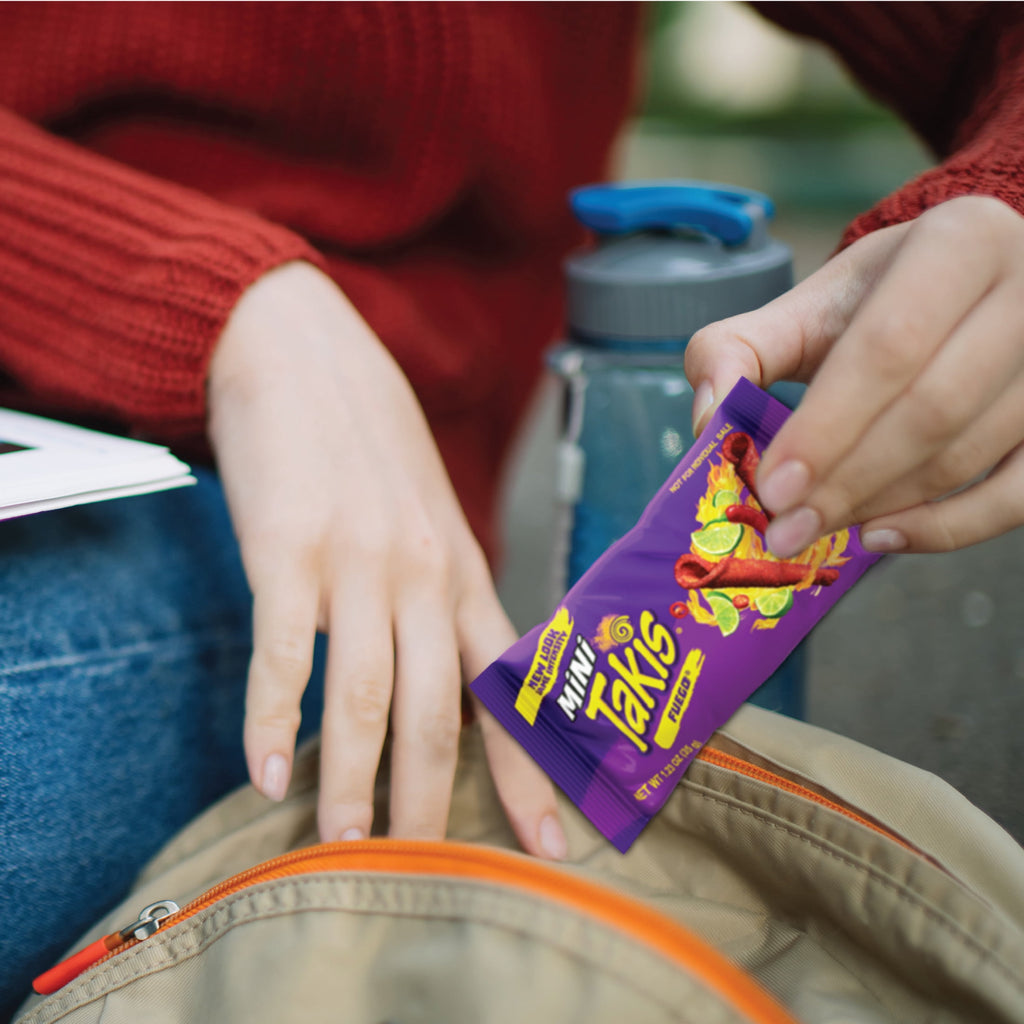 Takis Fuego Mini 25 pc / 1.23 oz Bite Size Multipack, Hot Chili Pepper & Lime Rolled Tortilla Chips