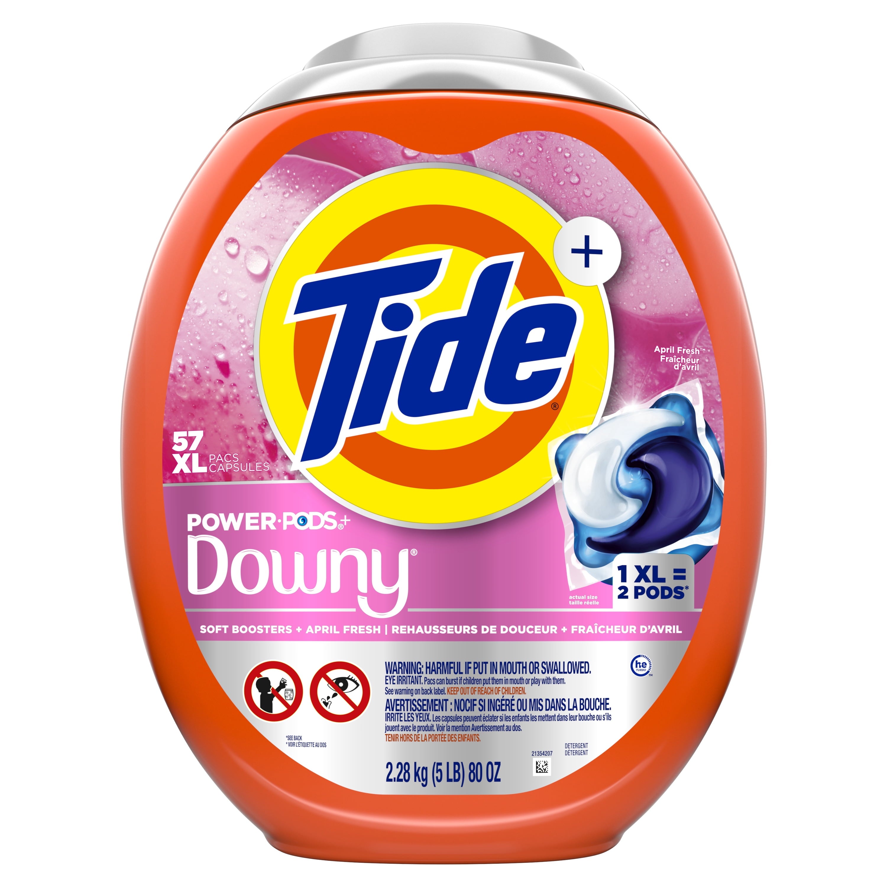 Tide Power PODS Laundry Detergent Pacs with Downy Soft Boosters, April Fresh Scent, 45 Count