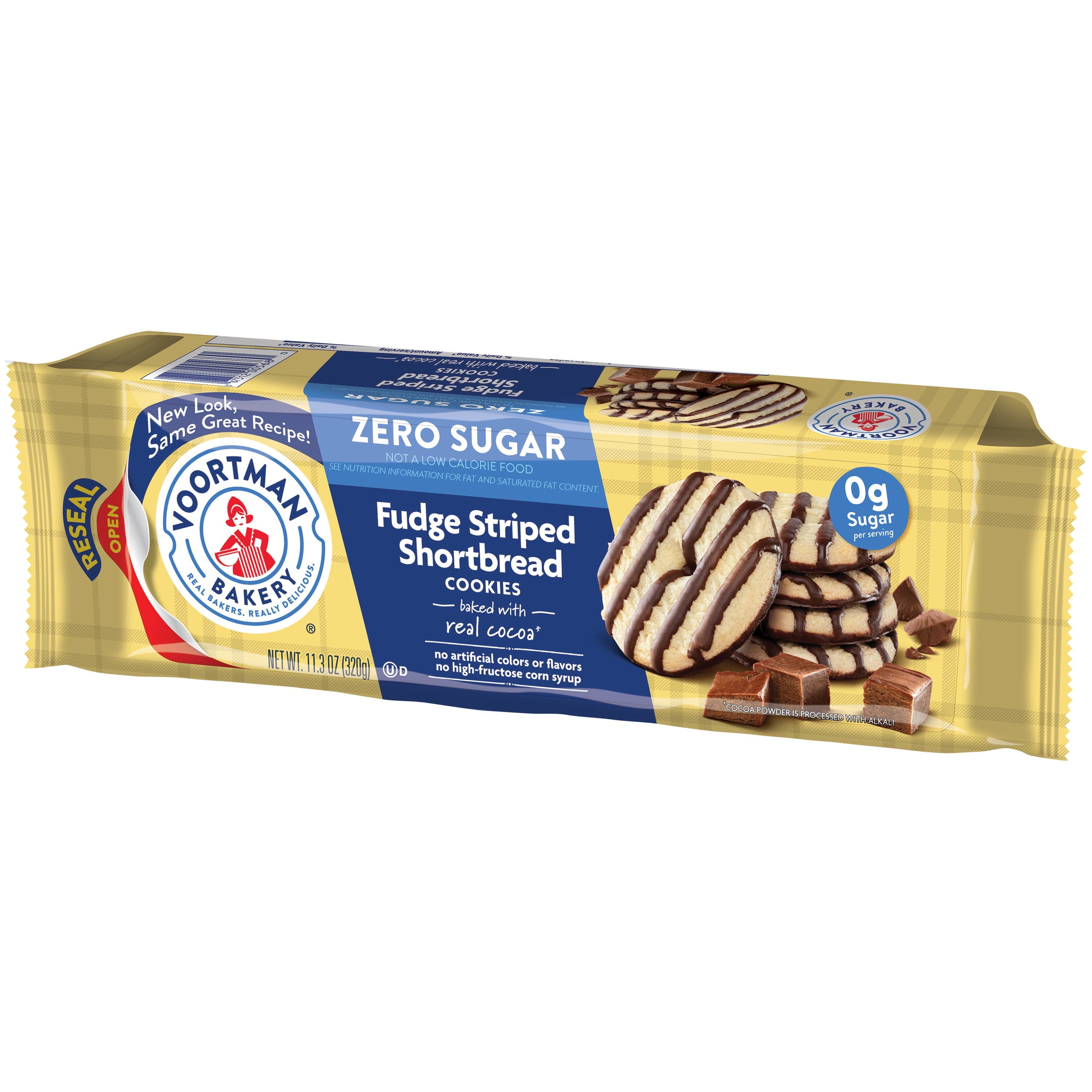 VOORTMAN Bakery Zero Sugar Fudge Striped Shortbread Cookies 11.3 oz