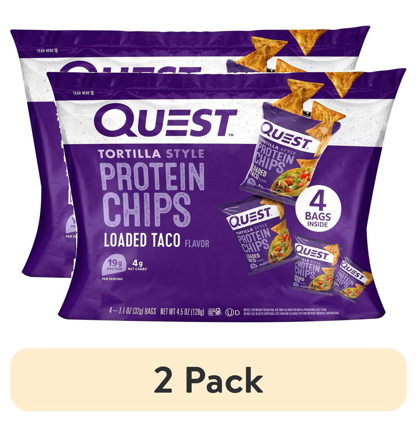 (2 pack) Quest Tortilla Style Protein Chips, Loaded Taco Flavor, Baked, Low Carb, 4 Count