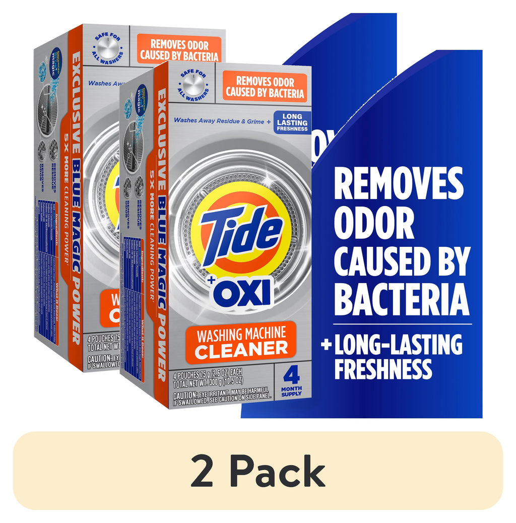 Tide Washing Machine Cleaner with Oxi Powder, Odor Eliminator and Washer Residue Remover, 4 Count