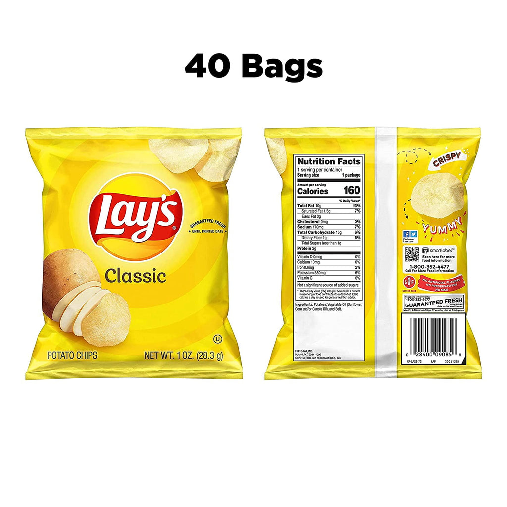 Lay's Potato Chip Variety Pack Snack Chips, 40 Count Multipack