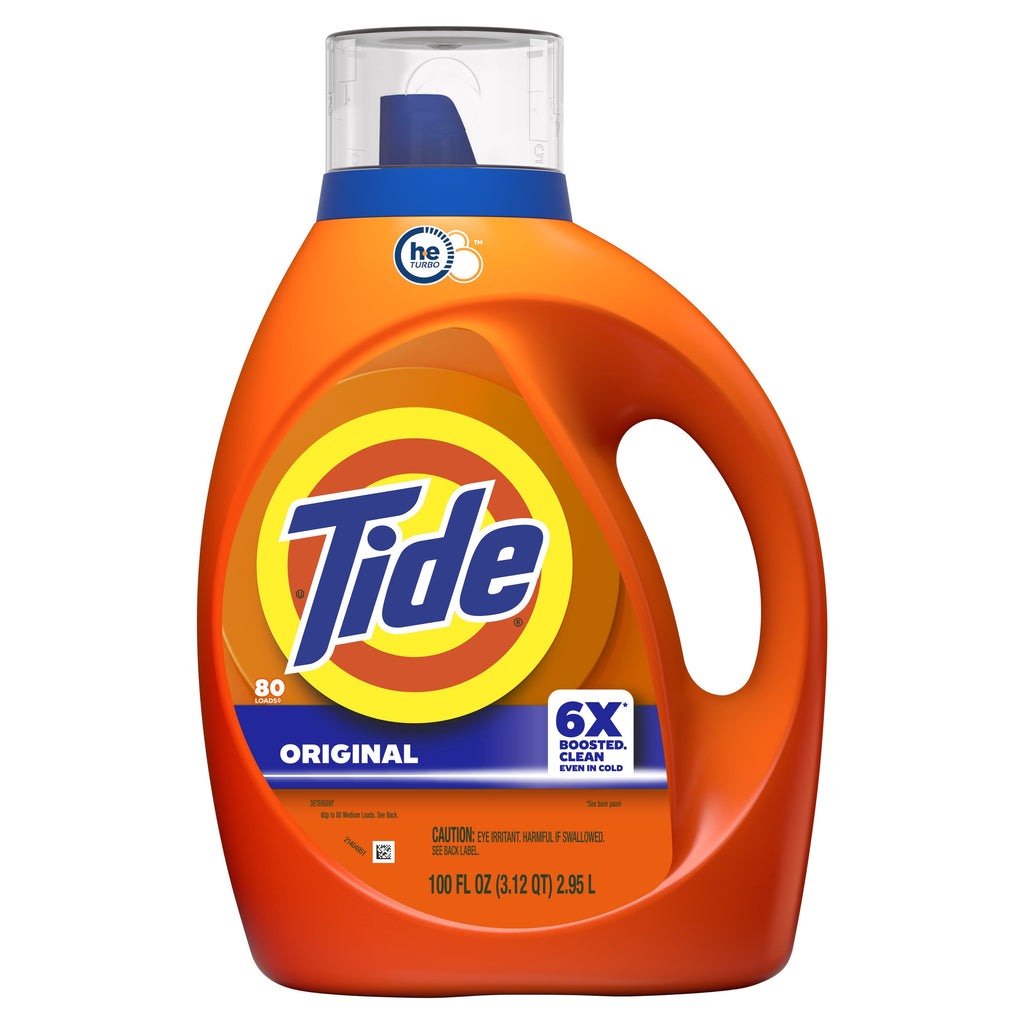 Tide Laundry Detergent Liquid with 6X Boosted Cleaning Power, Original Scent, 125 fl oz, 100 Loads