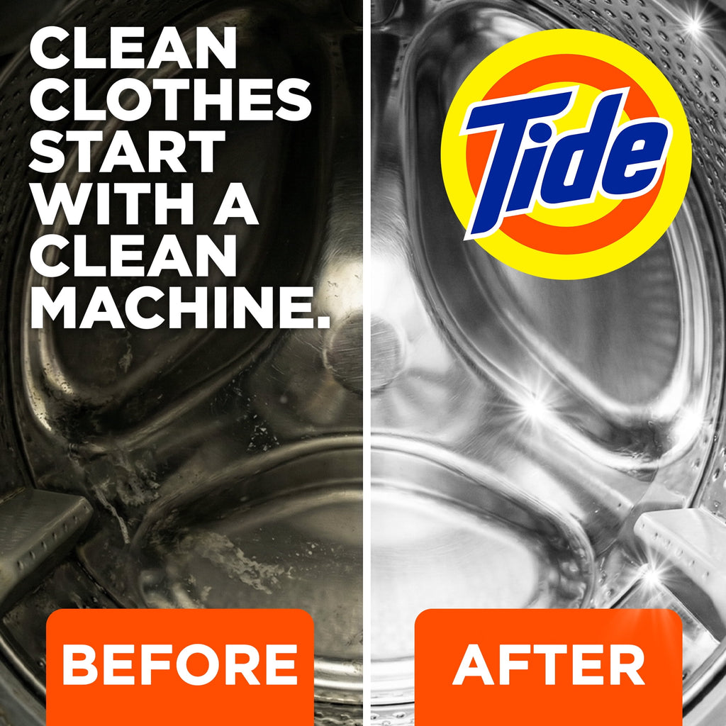 Tide Washing Machine Cleaner with Oxi Powder, Odor Eliminator and Washer Residue Remover, 4 Count