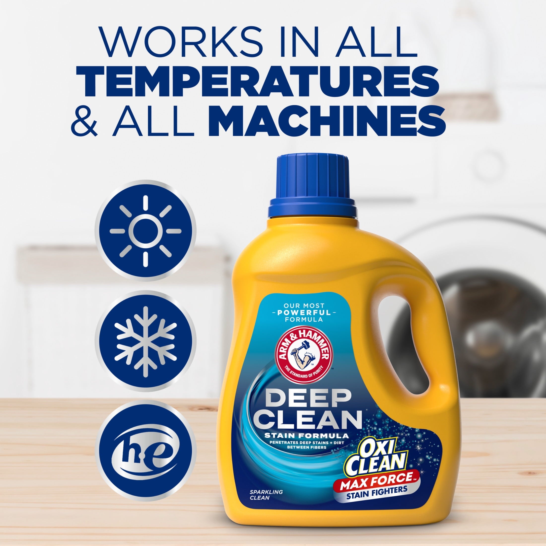 ARM & HAMMER Deep Clean OxiClean Max Force Laundry Detergent, Sparkling Clean, 75 fl oz, 50 Loads