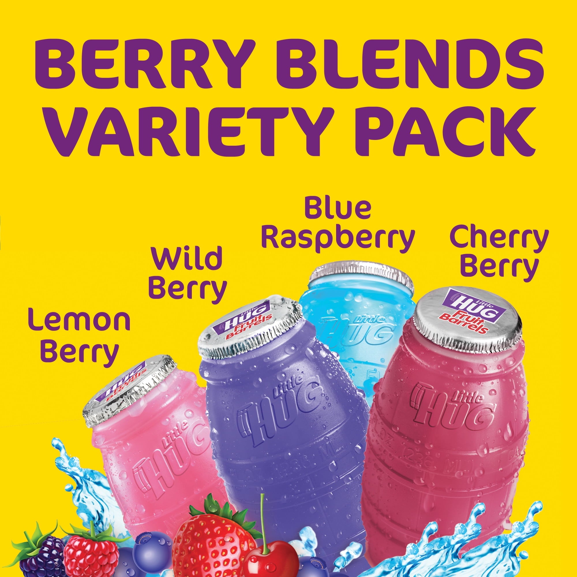 Little HUG Fruit Barrels, Berry Blends, Shelf Stable Kids Drinks Variety Pack, 20ct, 8 fl oz Bottles