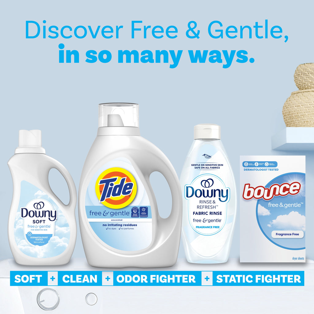 (2 pack) Tide Free & Gentle Laundry Detergent Liquid for Sensitive Skin, Hypoallergenic, Unscented, 34 fl oz, 25 Loads