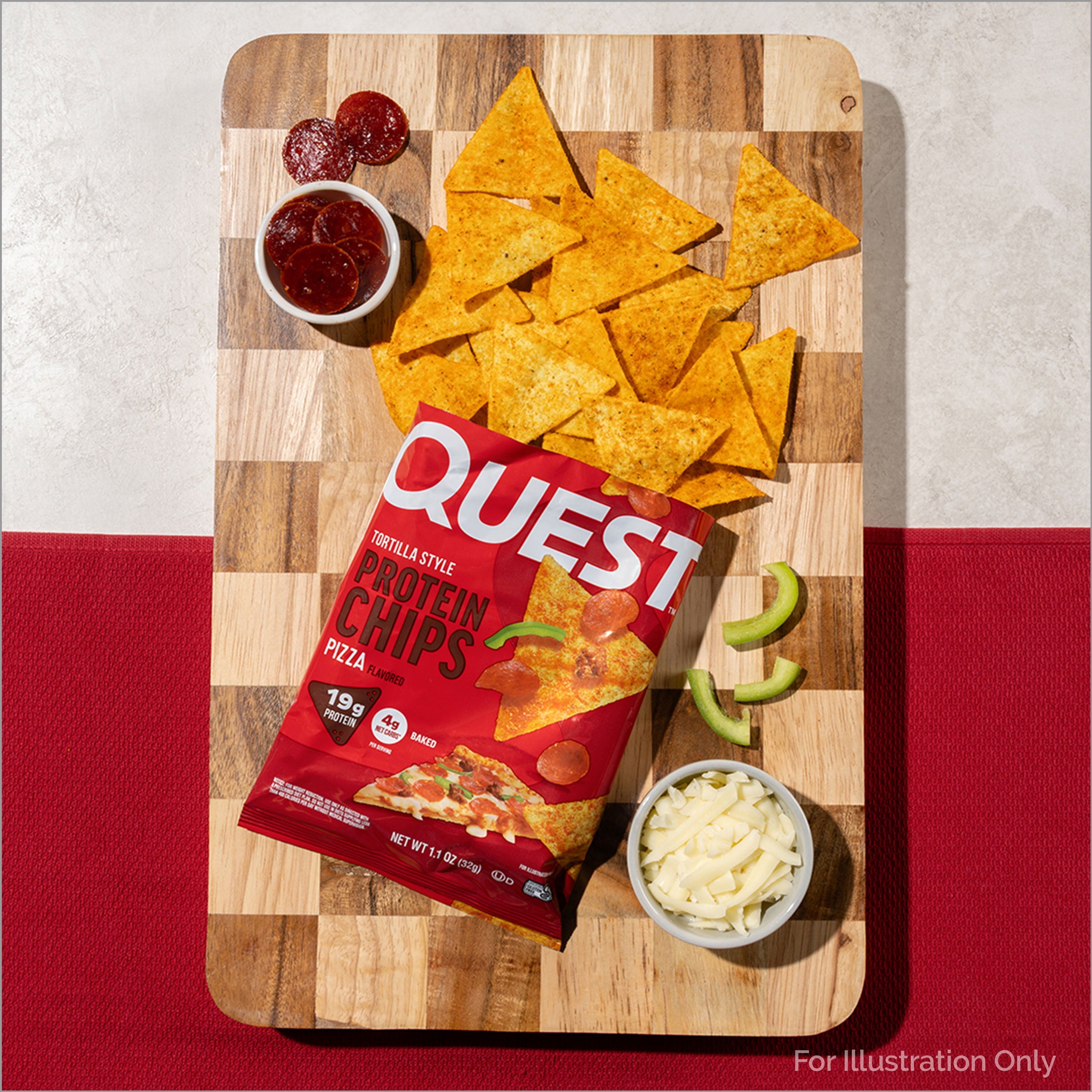 Quest Tortilla Style Protein Chips, 19g Protein, Baked, Pizza Flavor, 1.1oz Bags, 4 Count