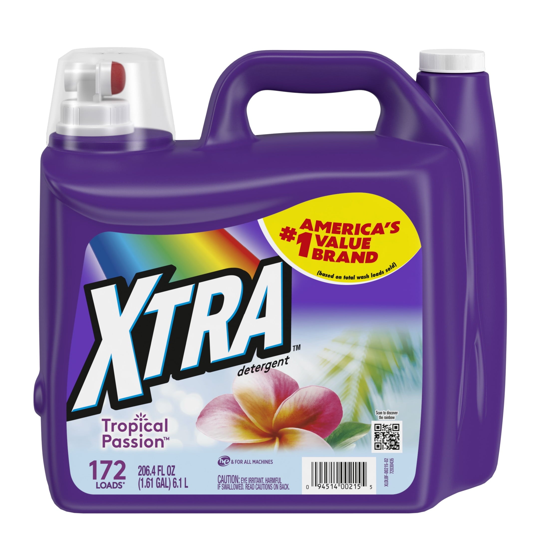 Xtra Tropical Passion, 172 Loads Liquid Laundry Detergent, 206.4 fl oz