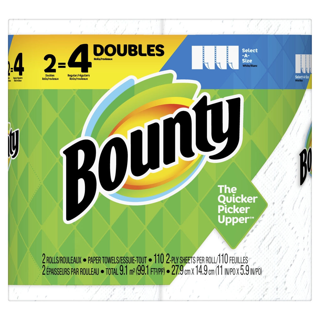 Bounty Select-A-Size Paper Towels, White, 2 Double Rolls