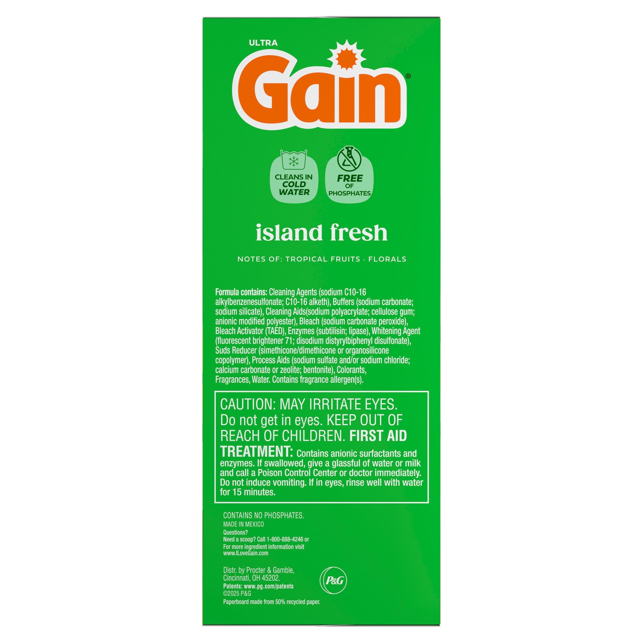 Gain Powder Laundry Detergent, Island Fresh Scent, 82 oz, 89 Loads