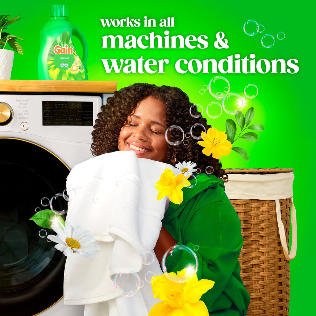 (2 pack) Gain Laundry Detergent Liquid, Now with Odor Defense, Original Scent, 81 fl oz, 61 Loads