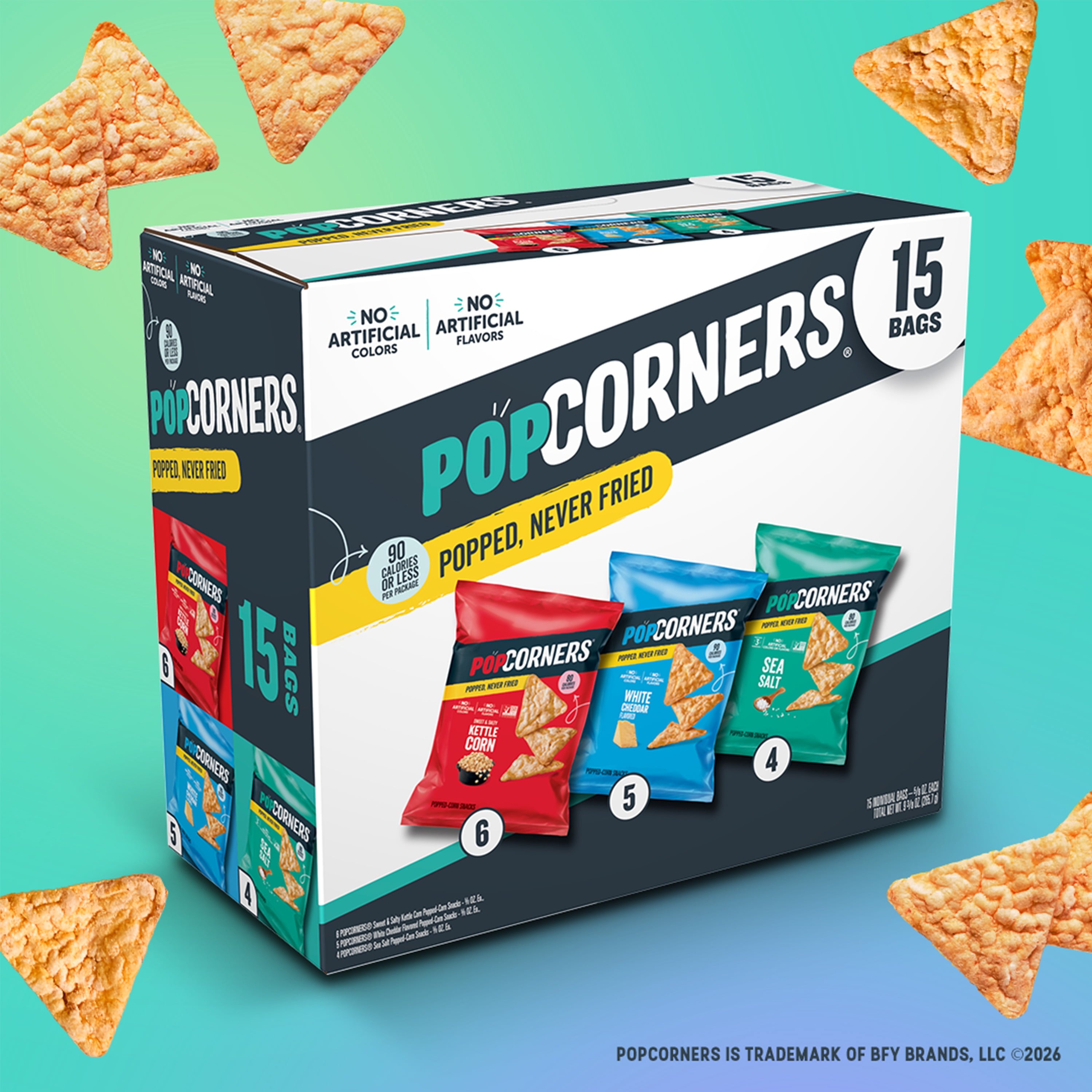 PopCorners Popped Corn Snack Chips, 3 Flavor Variety Pack, 15 Count Multipack