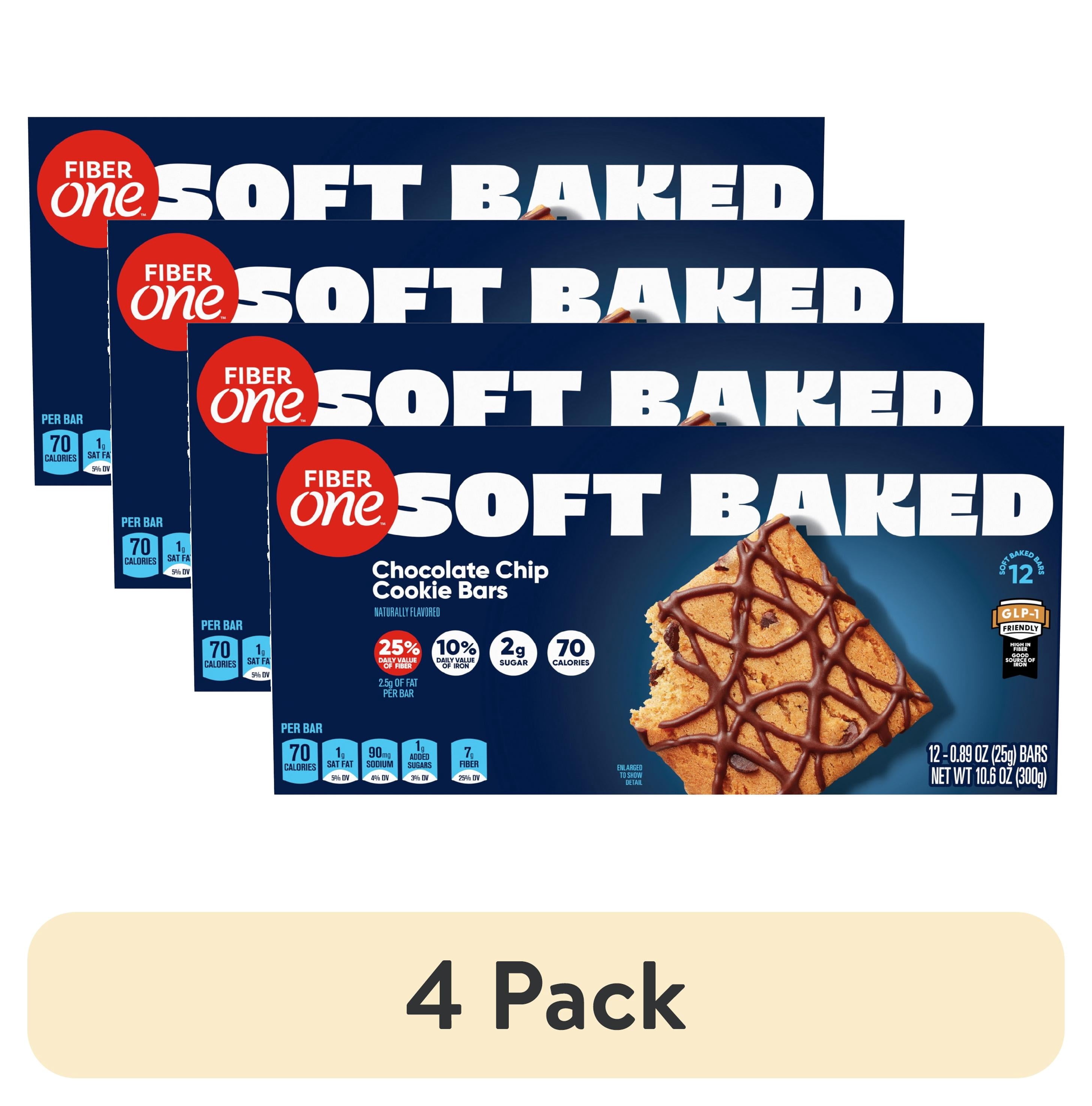 Fiber One Soft Baked Chocolate Chip Cookie Bars, Fiber Snacks, Value Pack, 12 Ct, 10.6 oz