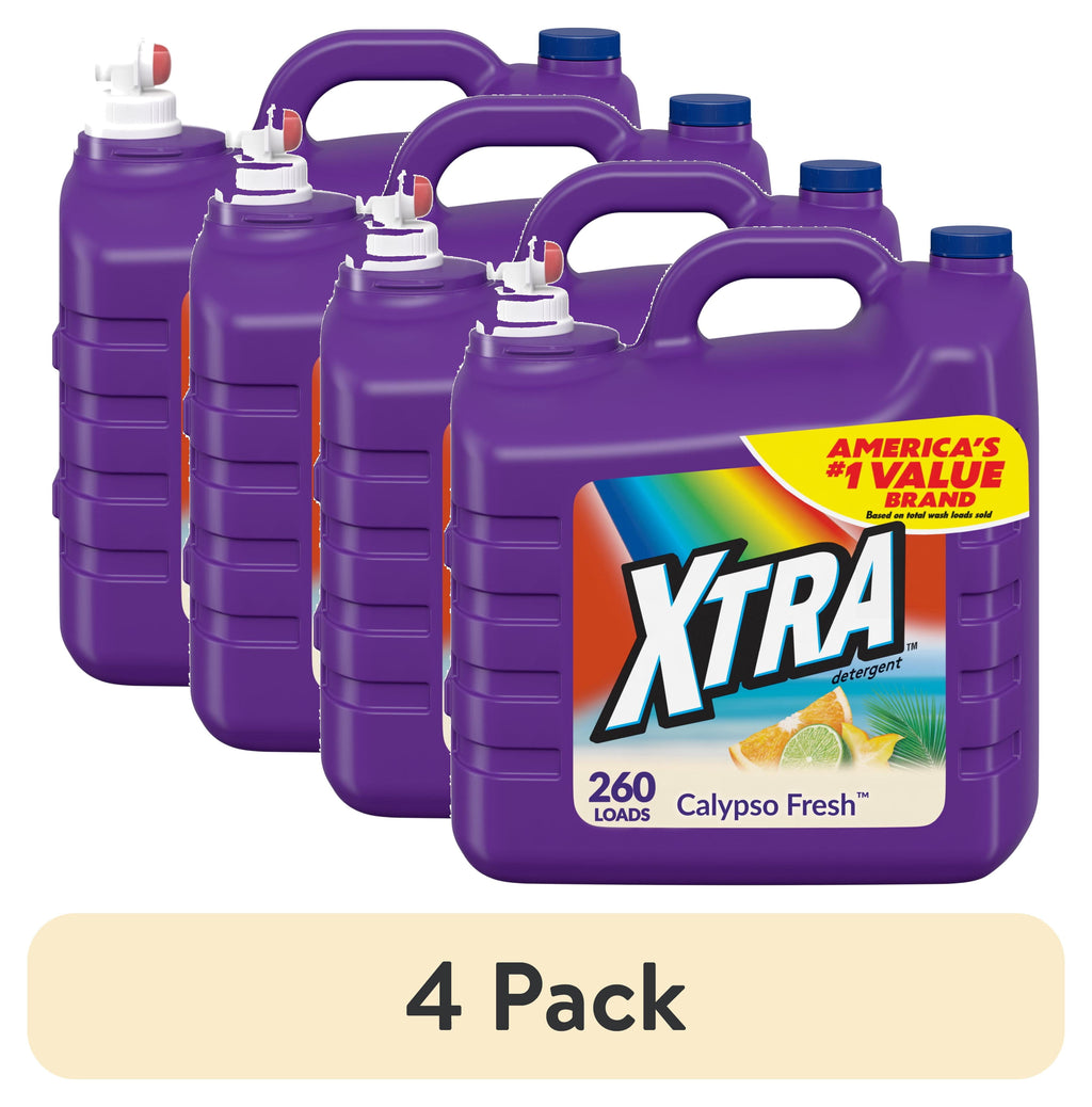 (4 pack) Xtra Liquid Laundry Detergent Soap, Calypso Fresh Scent, 312 fl oz, 260 Loads