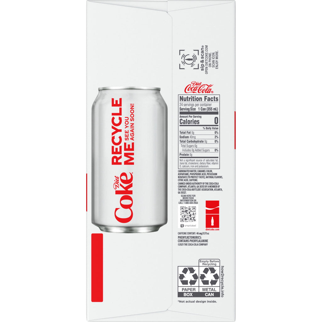 Diet Coke Soda Pop Cans, 12 fl oz, 24 Pack