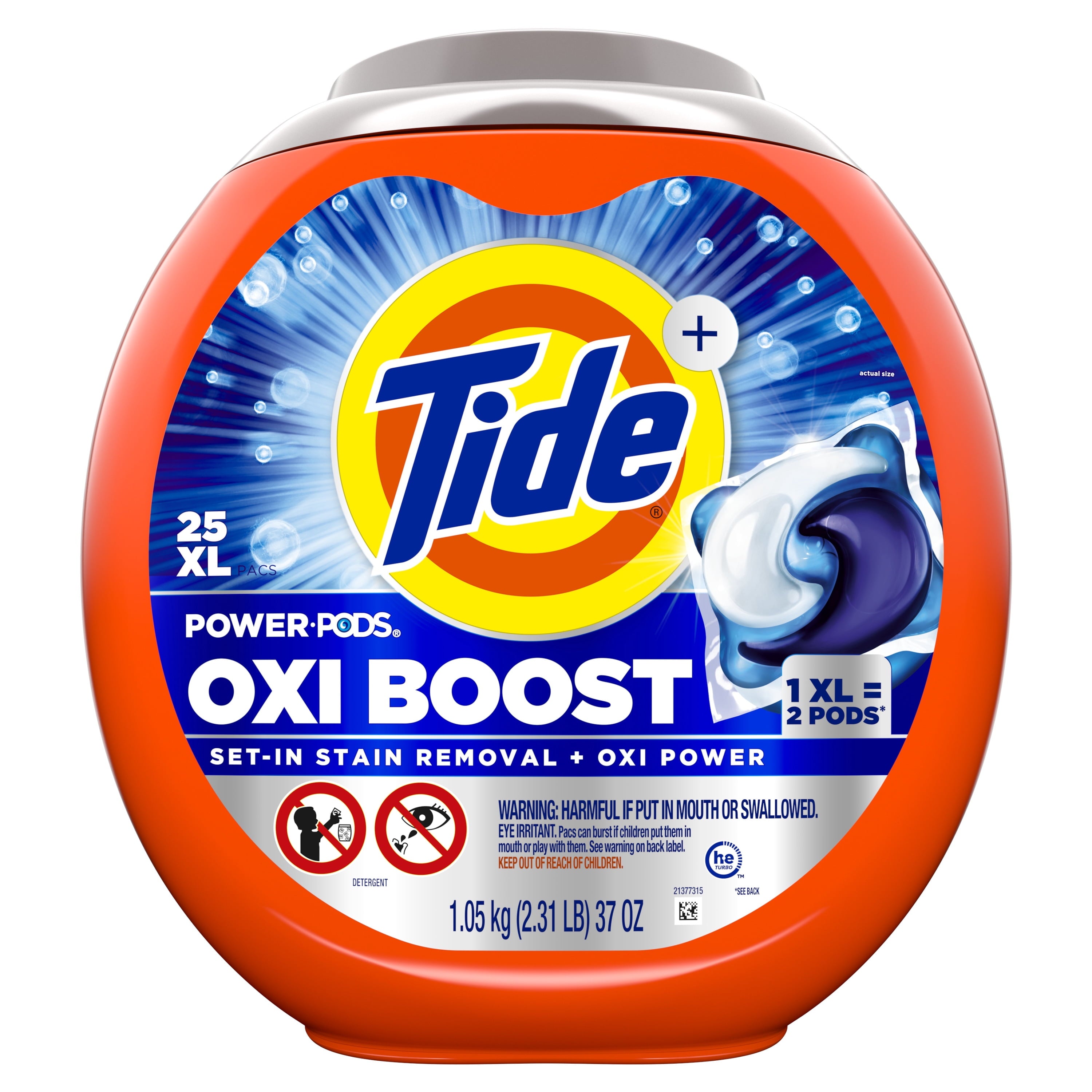 Tide PODS Laundry Detergent Pacs, Oxi Boost Power PODS with Stain Remover and Oxi Power, 45 count