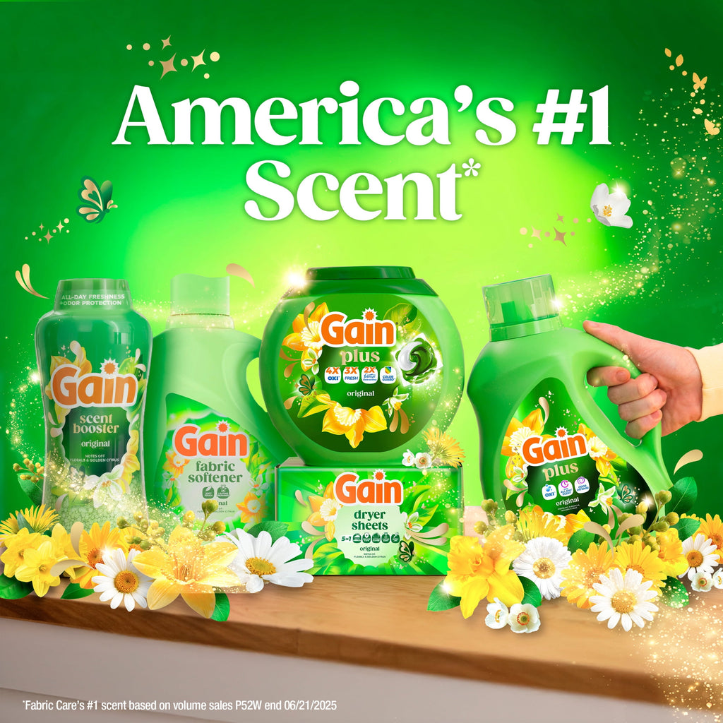 Gain Plus Flings Laundry Detergent Liquid Washing Pacs, Gain's Best All-In-One Clean, Original Scent, 45 Count