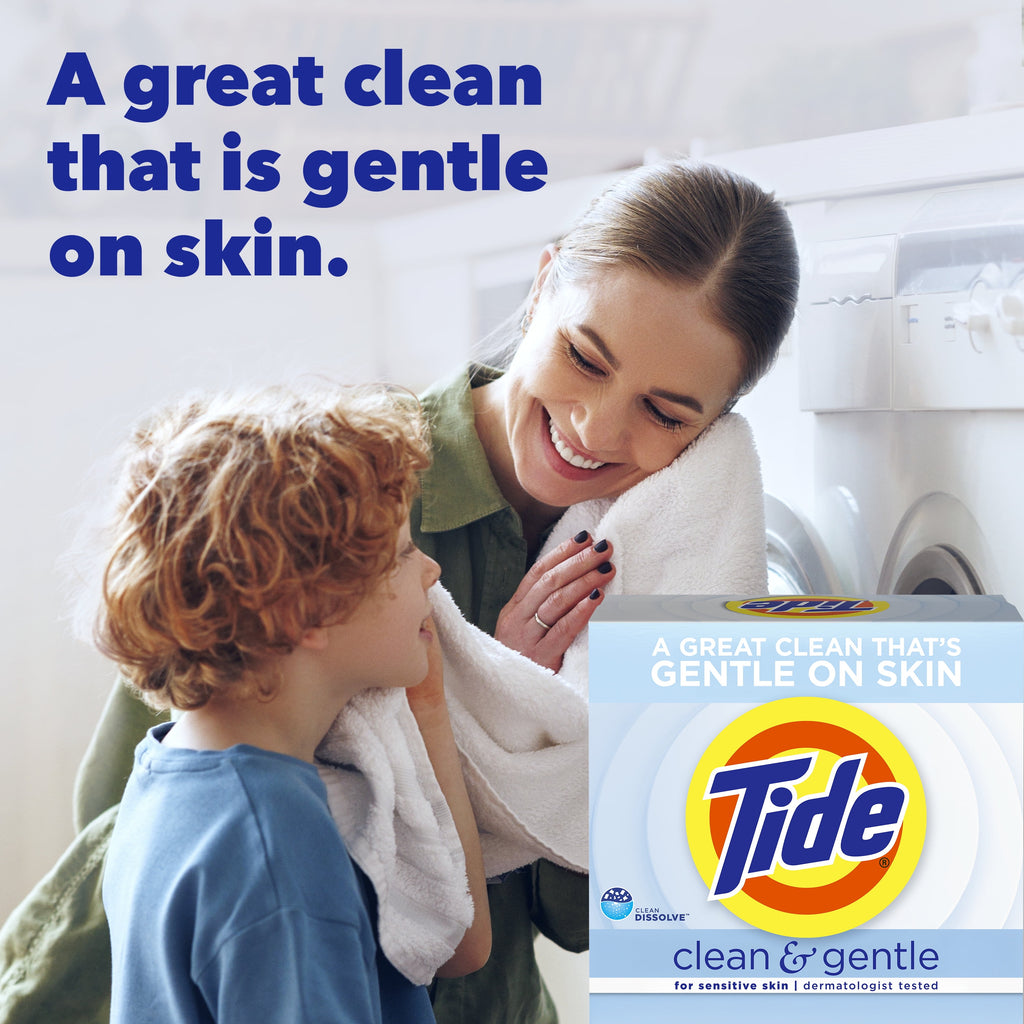 Tide Clean and Gentle Powder Laundry Detergent, Unscented, 77 oz, 68 Loads
