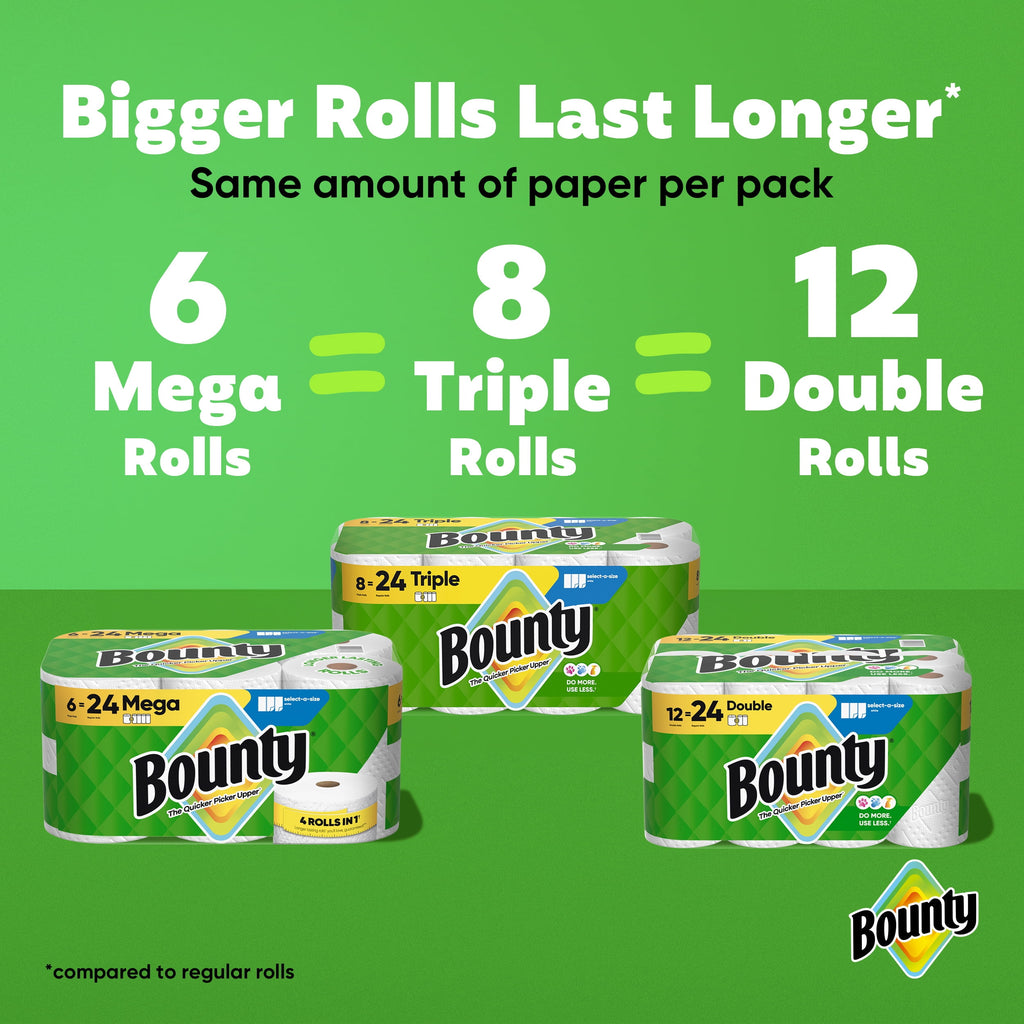 Bounty Paper Towels Select-A-Size White, 1 Mega Roll, 164 Sheets per Roll