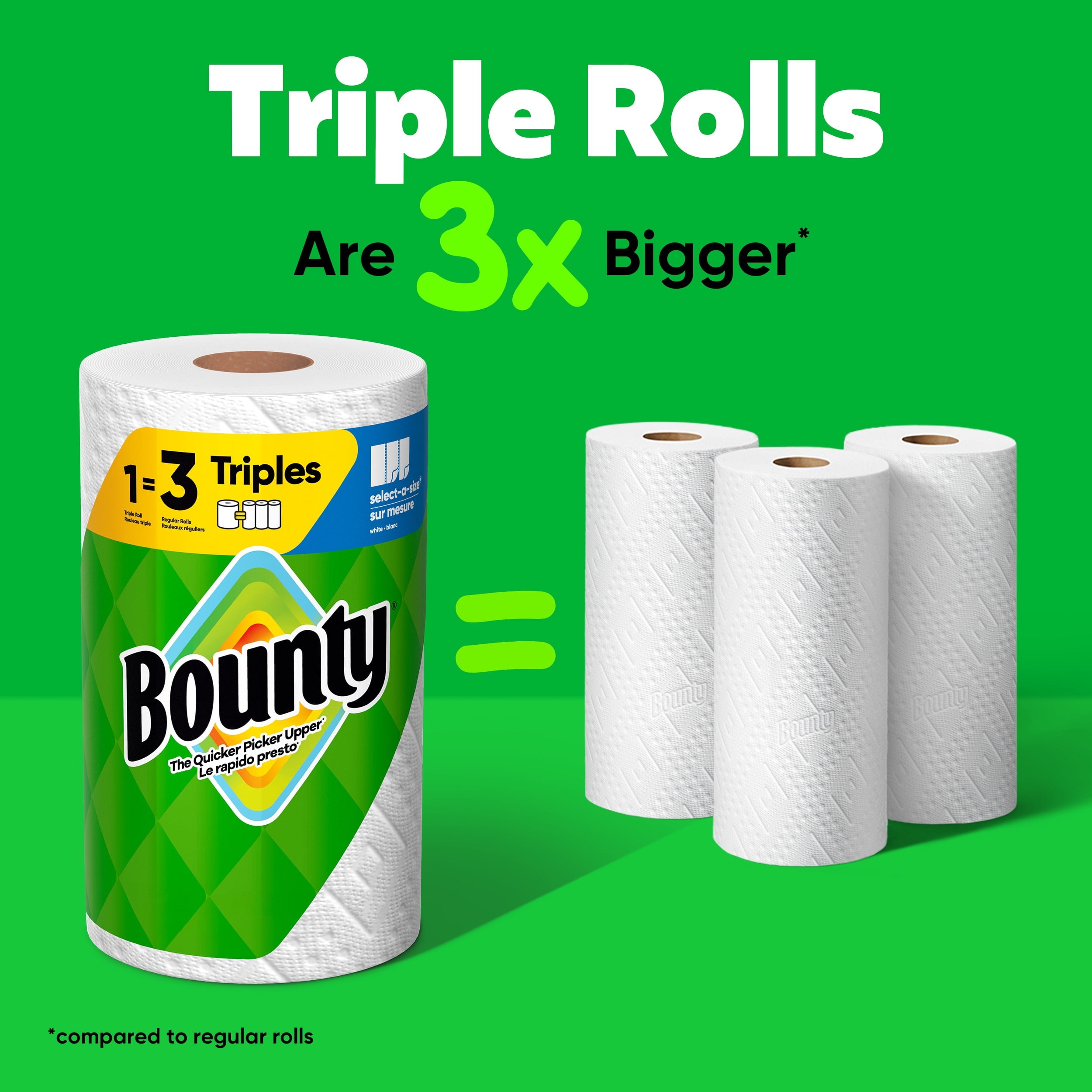 Bounty Paper Towels Select-A-Size Print, 2 Triple Rolls, 123 Sheets per Roll