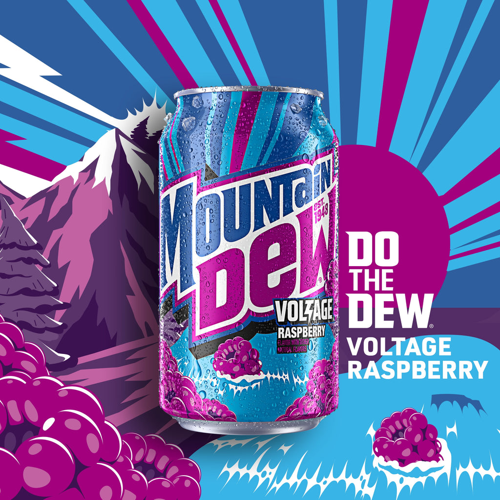 Mountain Dew Voltage Raspberry Citrus Flavor and Ginseng Soda, 12 fl oz, 12 Count