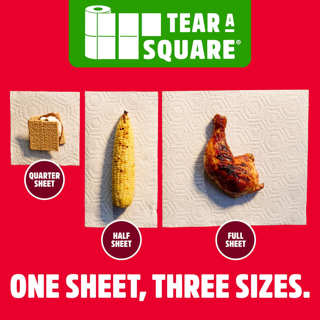 Brawny Tear-A-Square 3-Ply Paper Towels, 8 Triple Rolls, 114 Sheets per Roll