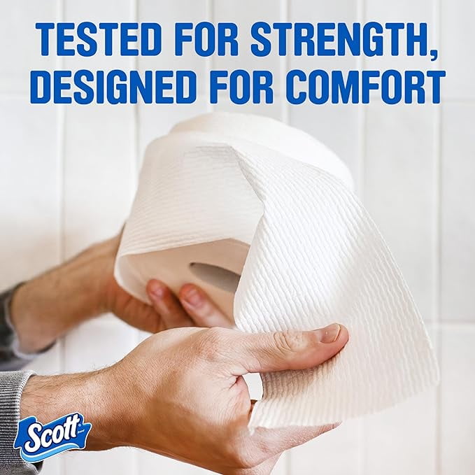 Scott ComfortPlus Toilet Paper, 12 Mega Rolls, 425 Sheets per Roll, Septic-Safe, 1-Ply Toilet Tissue