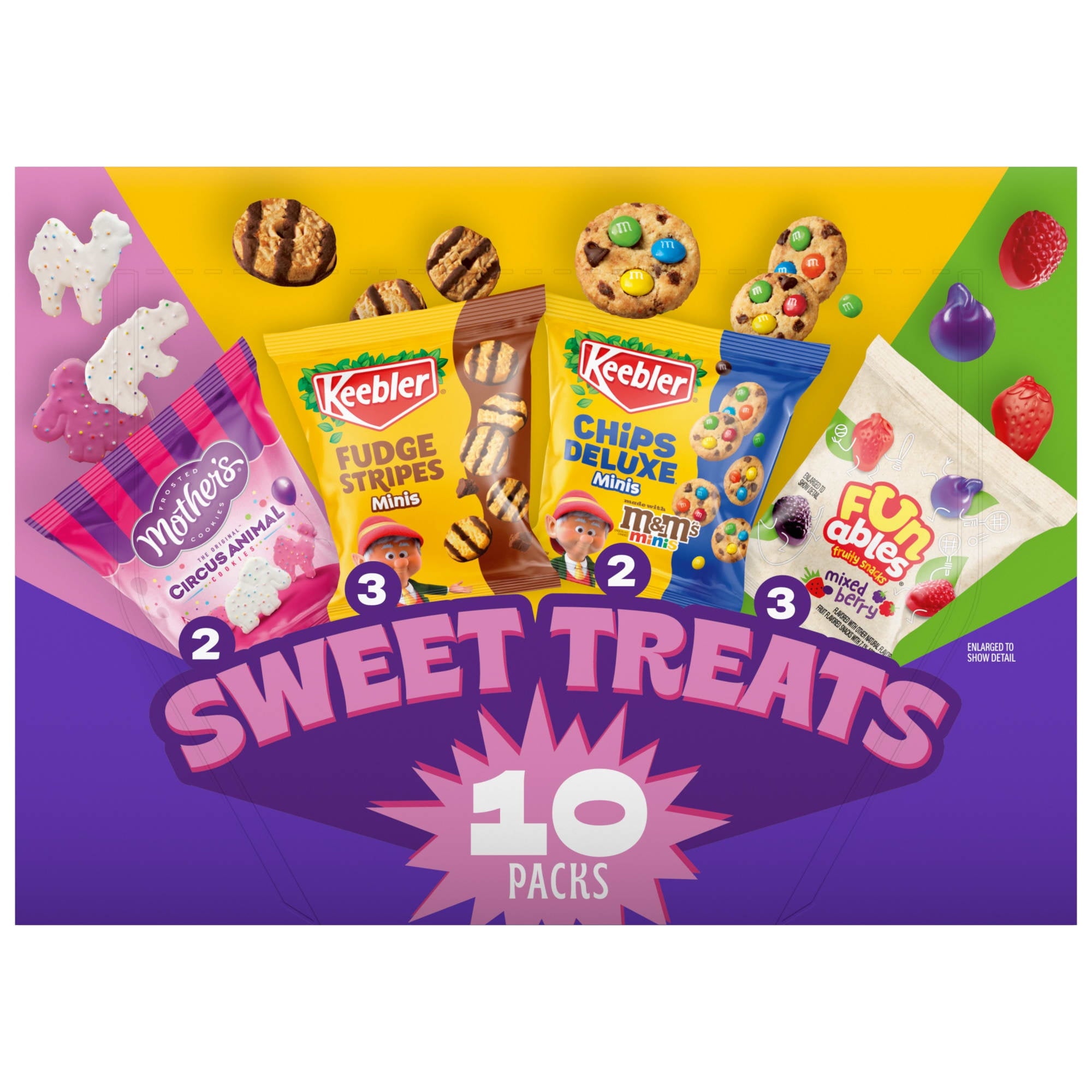 Keebler Sweet Treat Variety Pack, 10-Count Box, Includes Chips Deluxe, Funables, Fudge Stripes, and Mother's Circus Animal Cookies, 9.4 oz