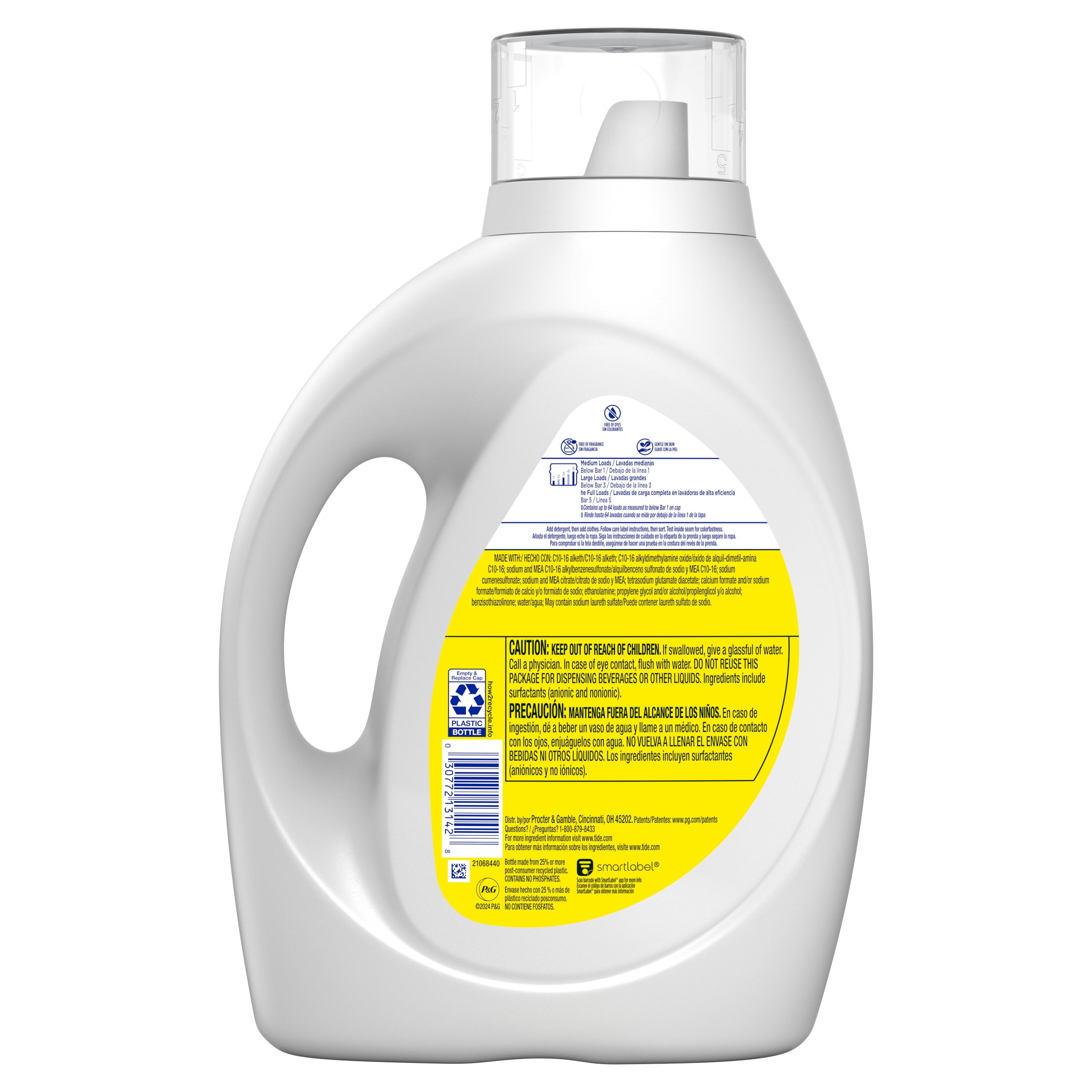Tide Simply Liquid Laundry Detergent, Free & Sensitive, 84 fl oz, 64 Loads