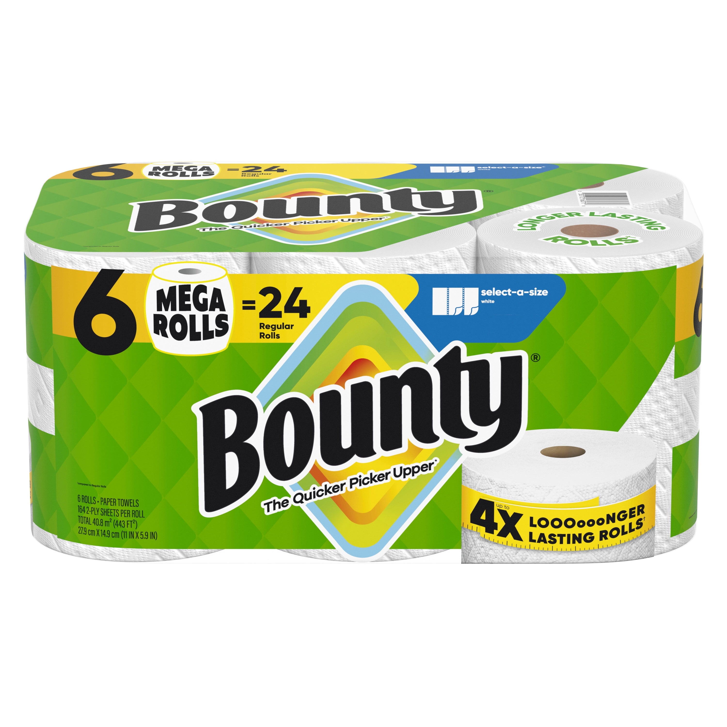 Bounty Paper Towels Select-A-Size White, 1 Mega Roll, 164 Sheets per Roll