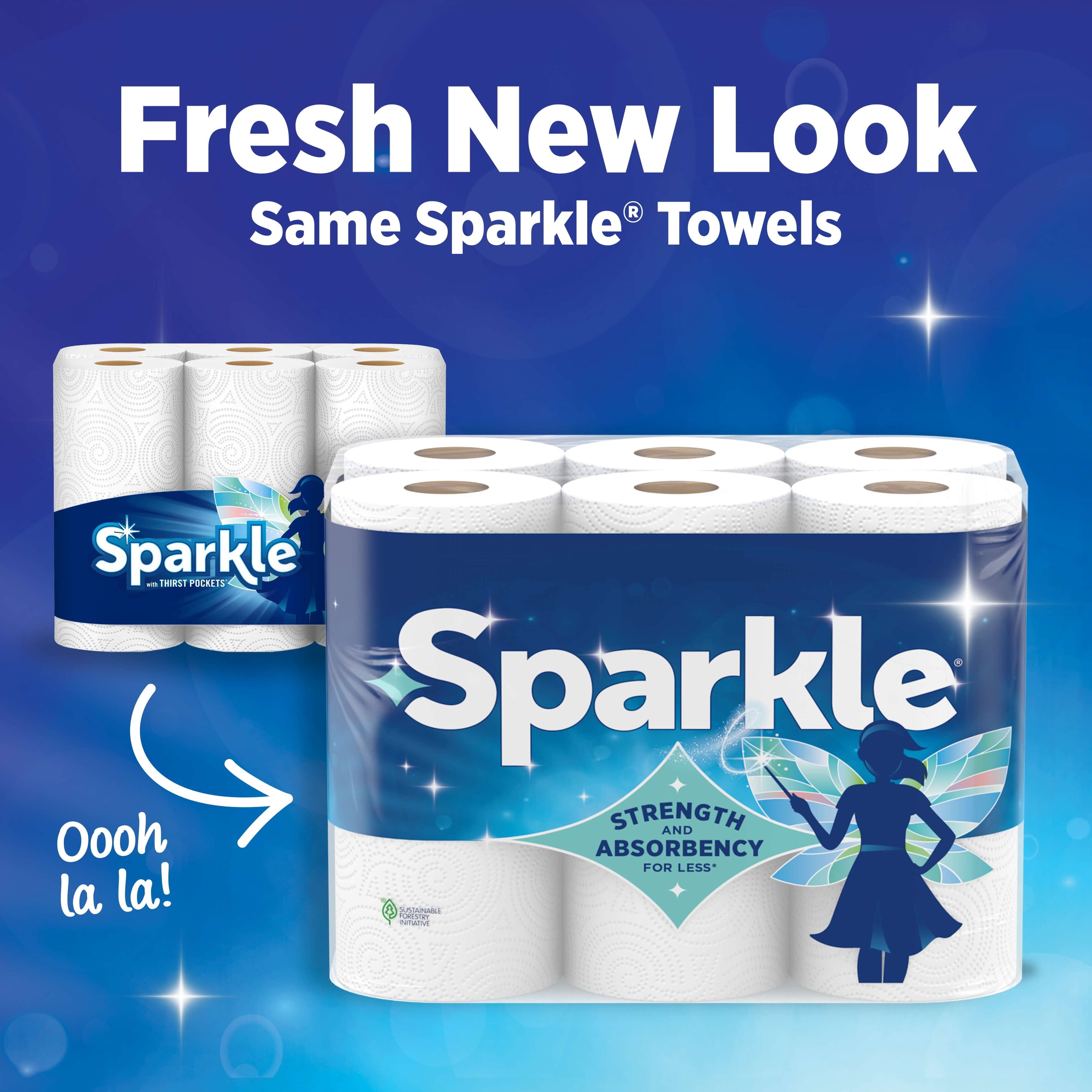 Sparkle Tear-A-Square Paper Towels, 3 Triple Rolls, 165 Sheets per Roll