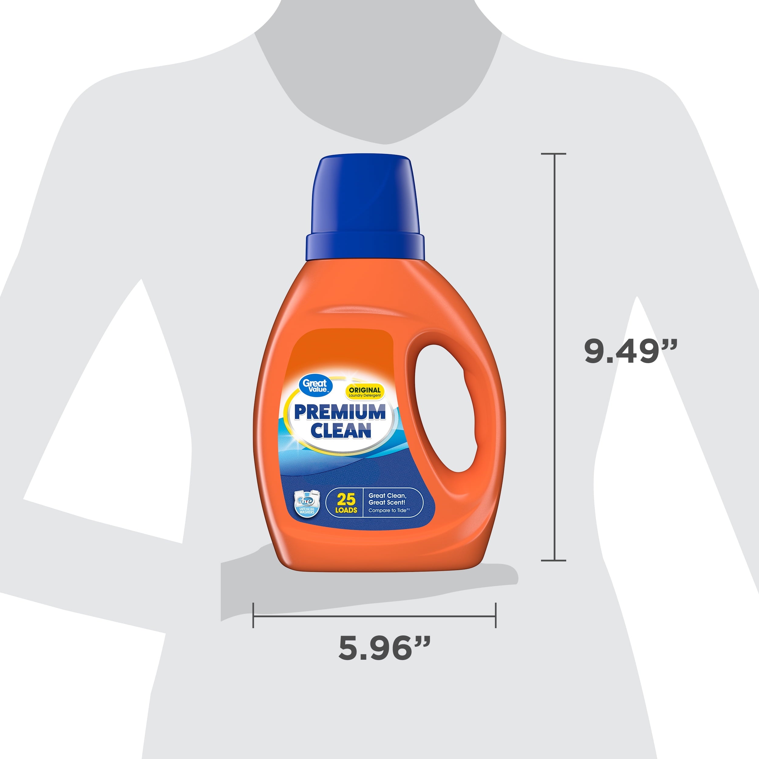 Great Value Premium Clean Original Laundry Detergent 34 fl oz, 25 loads