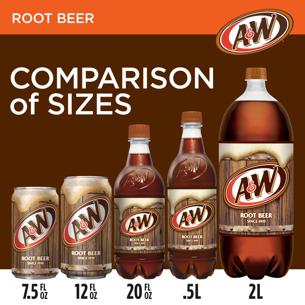 A&W Root Beer Soda Pop, 7.5 fl oz, 10 Pack Cans