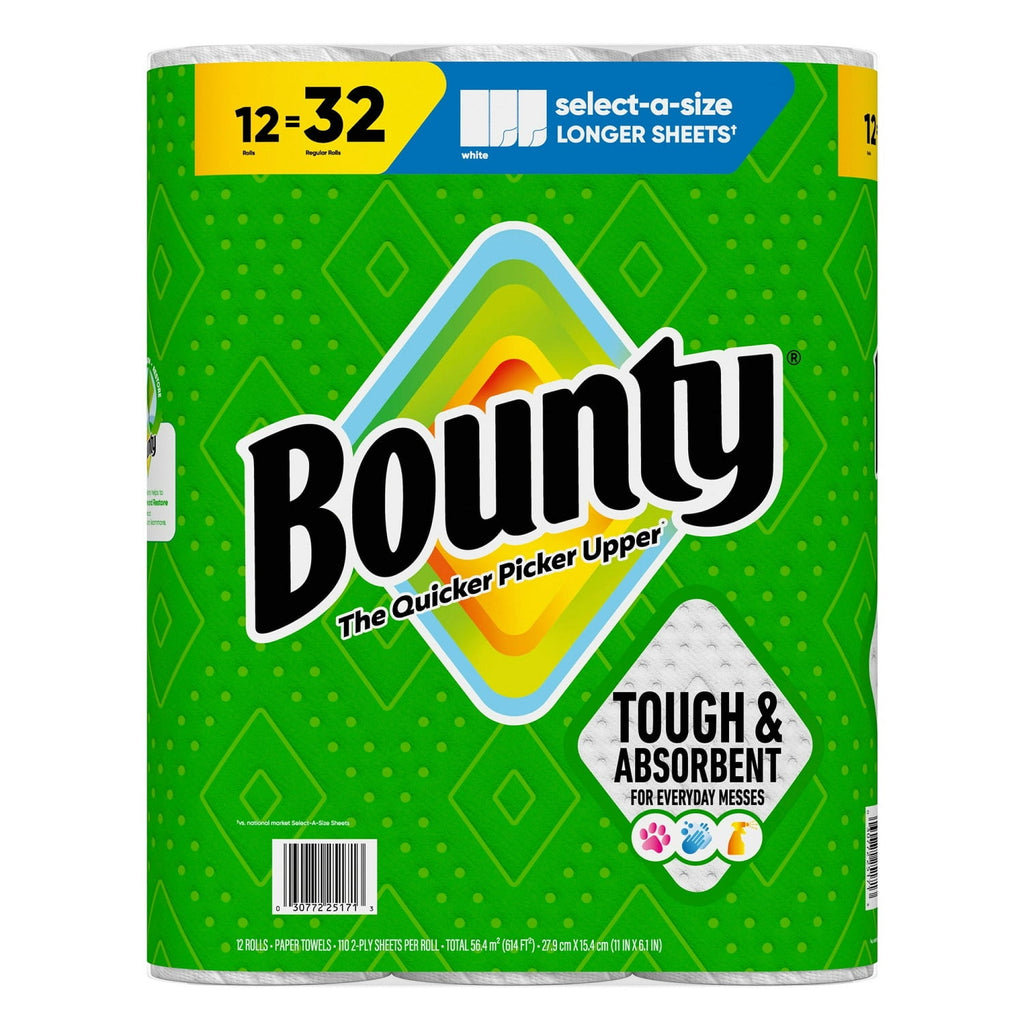 Bounty Select-A-Size 2-Ply Paper Towels, 12 Rolls, 110 Sheets/Roll