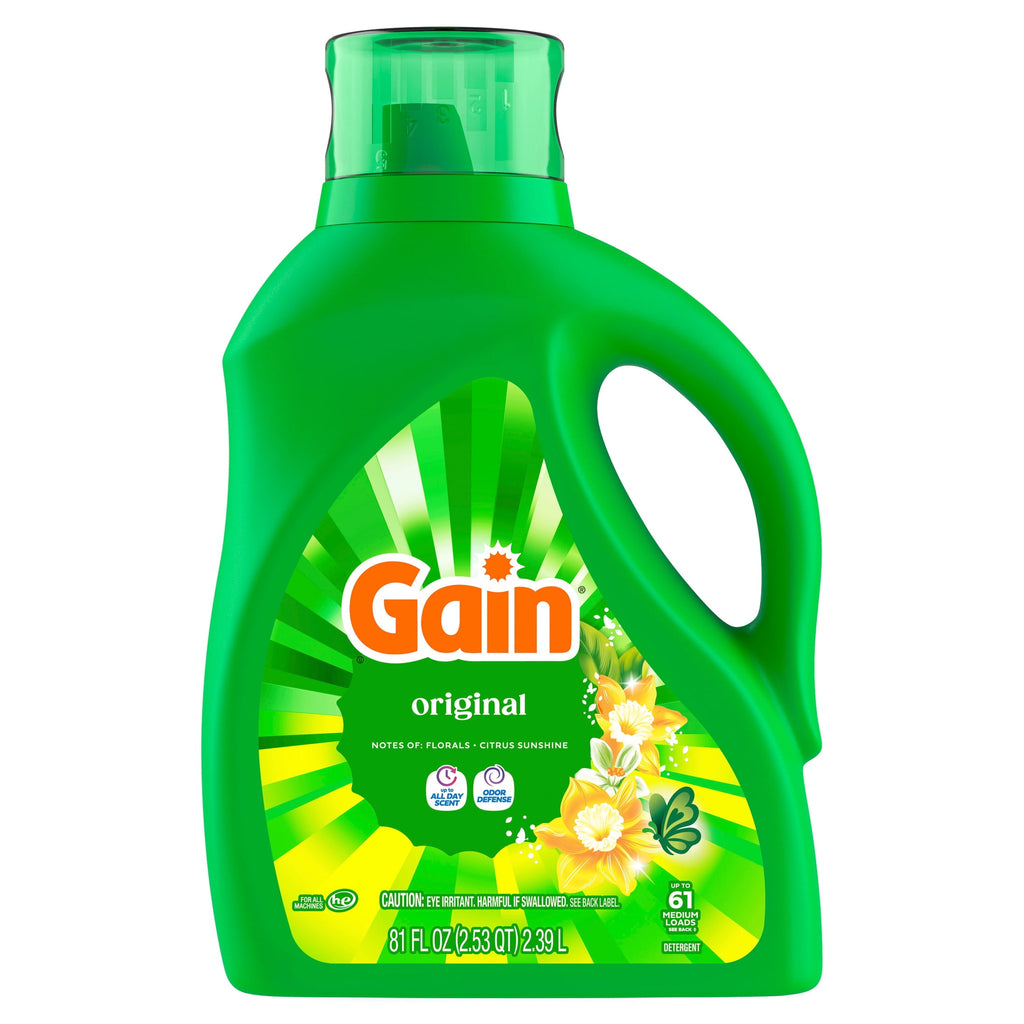 Gain Laundry Detergent Liquid, Now with Odor Defense, Original Scent, 81 fl oz, 61 Loads