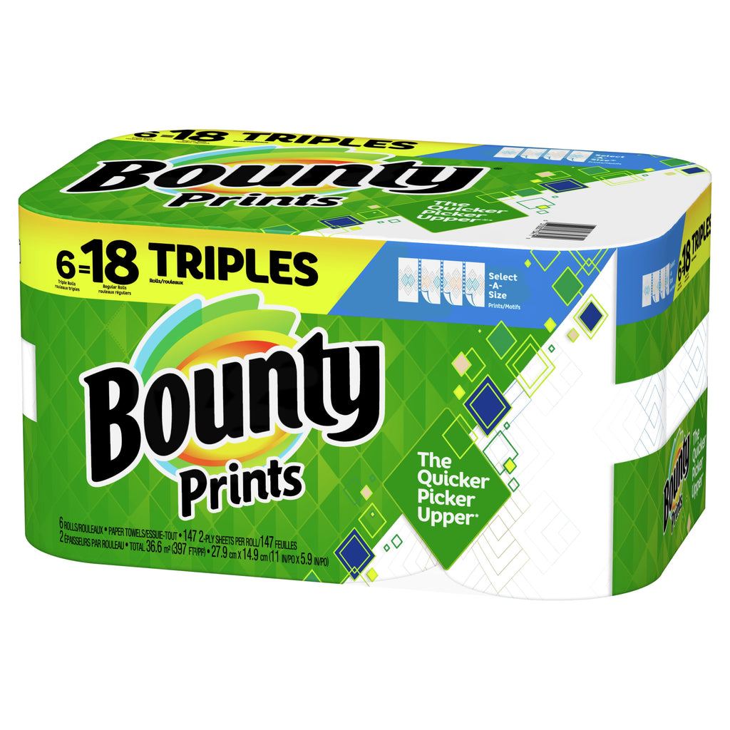 Bounty Select-A-Size Paper Towels, Print, 6 Triple Rolls