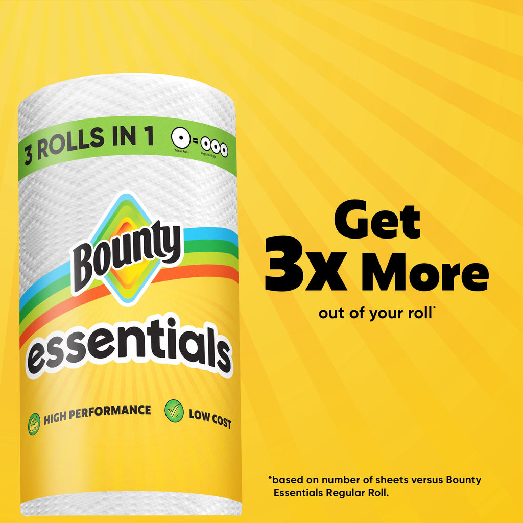 Bounty Essentials Paper Towels Select-A-Size 6 Double Rolls, White, 108 Sheets Per Roll