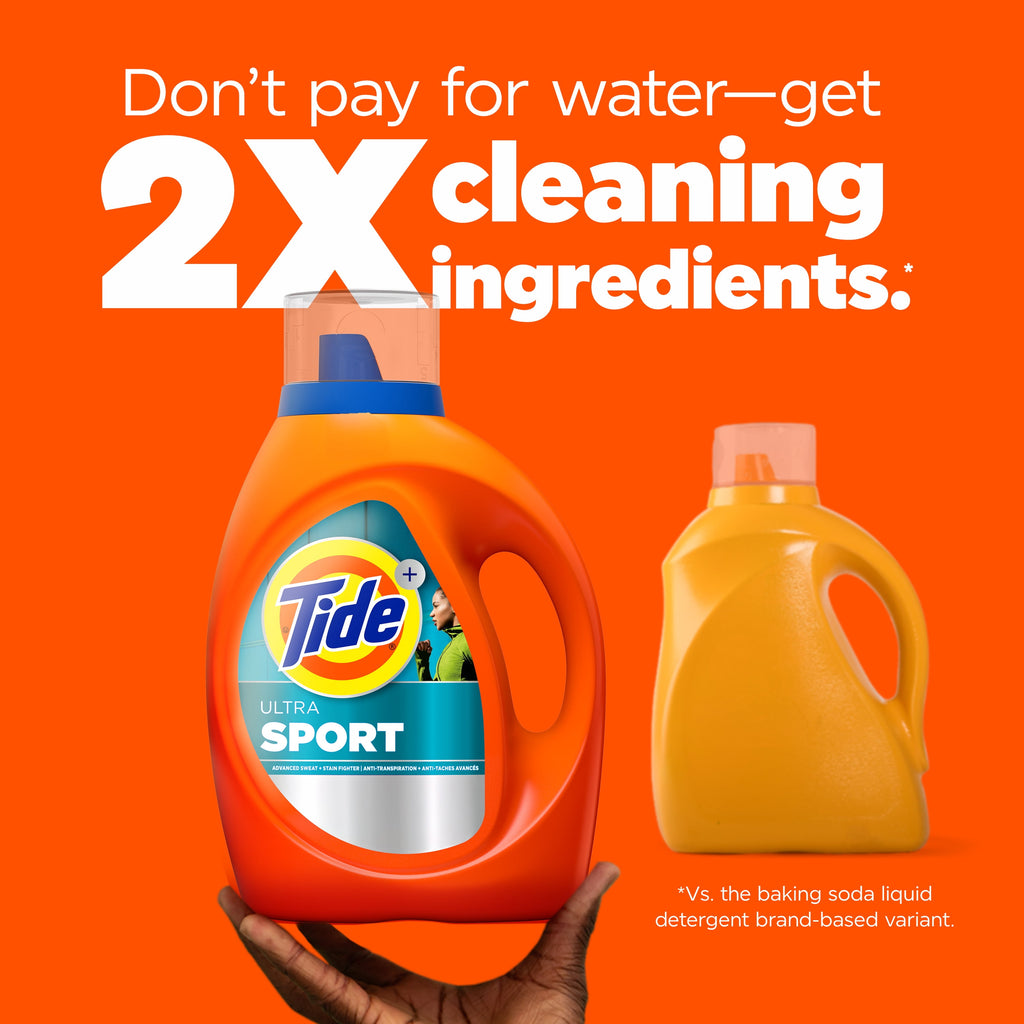 Tide Ultra Sport Liquid Laundry Detergent, Advanced Sweat and Stain Fighter, 55 fl oz, 39 Loads