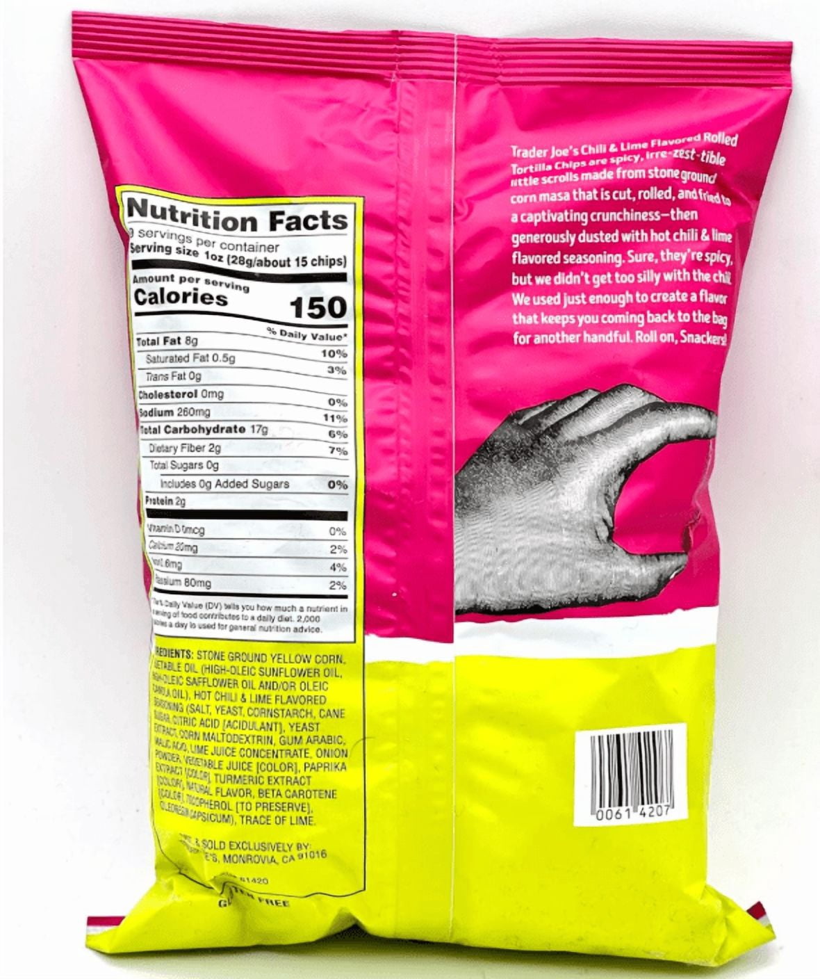 Trader Joe's Rolled Corn Tortilla Chips Chili & Lime - Pack of 1