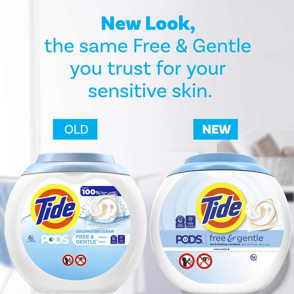Tide PODS Free & Gentle laundry detergent, 102 ct, Trusted, gentle laundry detergent pods, 100% free of irritating residues: no added dyes and perfumes