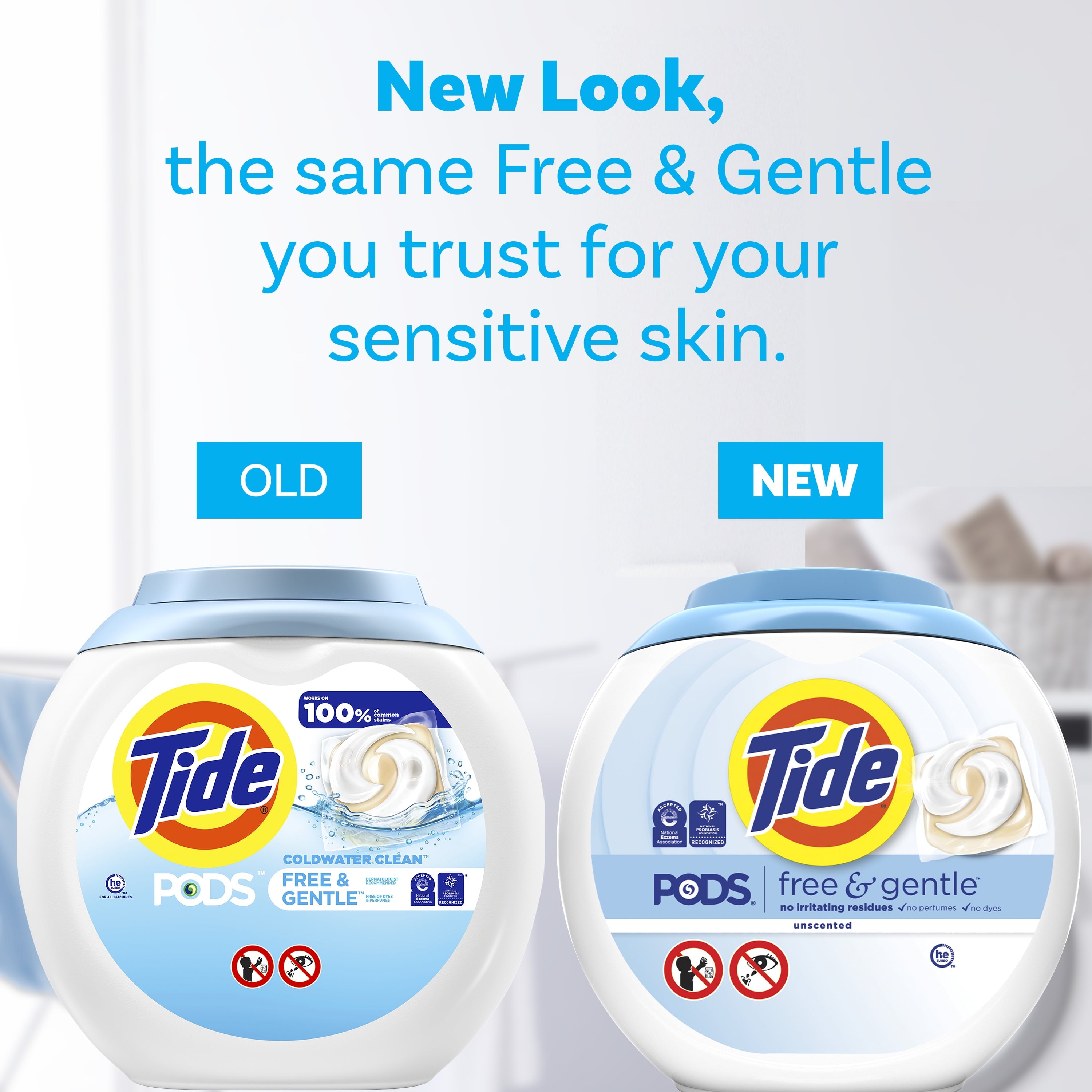 Tide PODS Free & Gentle laundry detergent, 102 ct, Trusted, gentle laundry detergent pods, 100% free of irritating residues: no added dyes and perfumes
